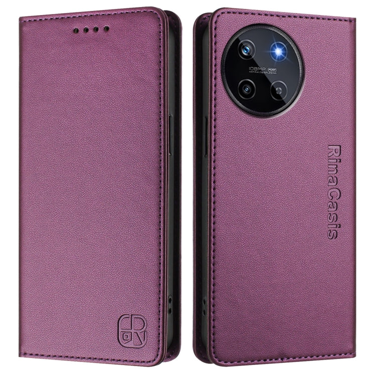 For Realme 11 4G Global RC01 Dual-Folded Magnetic Suction RFID Leather Phone Case