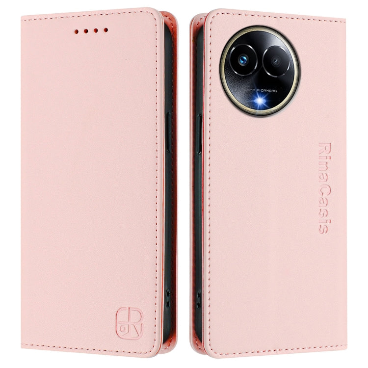 For Realme 11 5G Global / 11X 5G RC01 Dual-Folded Magnetic Suction RFID Leather Phone Case