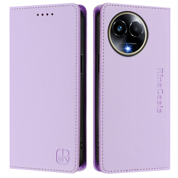 For Realme 11 5G Global / 11X 5G RC01 Dual-Folded Magnetic Suction RFID Leather Phone Case