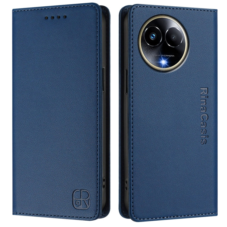 For Realme 11 5G Global / 11X 5G RC01 Dual-Folded Magnetic Suction RFID Leather Phone Case