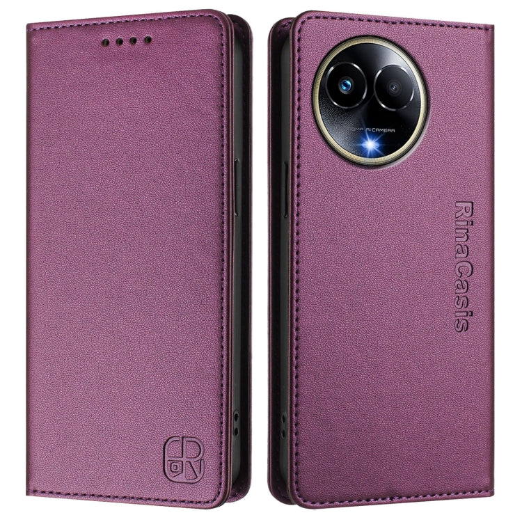 For Realme 11 5G Global / 11X 5G RC01 Dual-Folded Magnetic Suction RFID Leather Phone Case