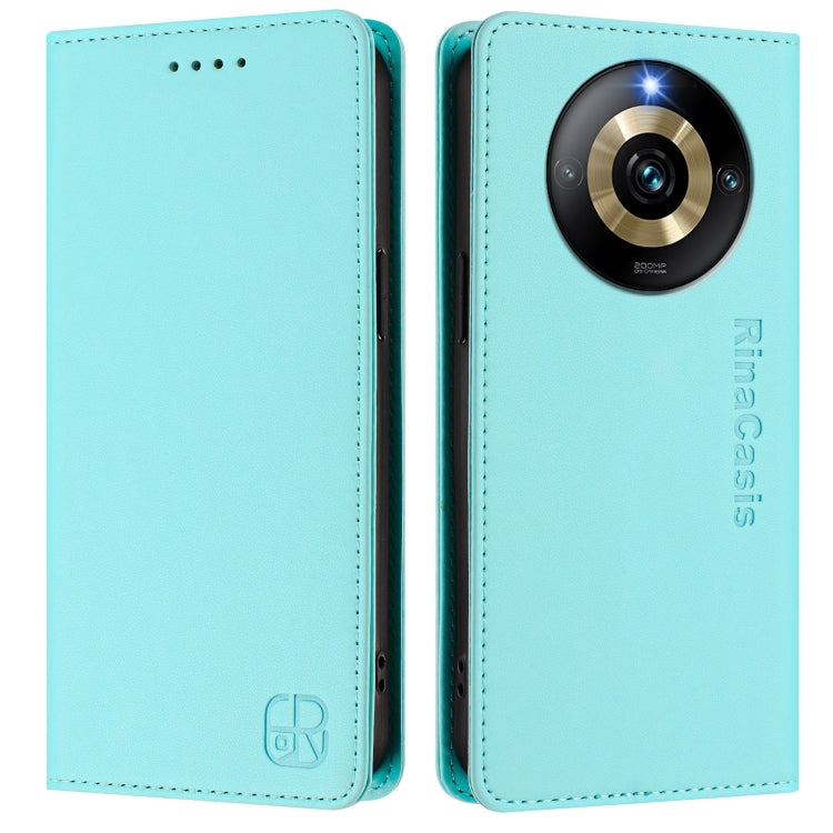 For Realme Narzo 60 Pro RC01 Dual-Folded Magnetic Suction RFID Leather Phone Case