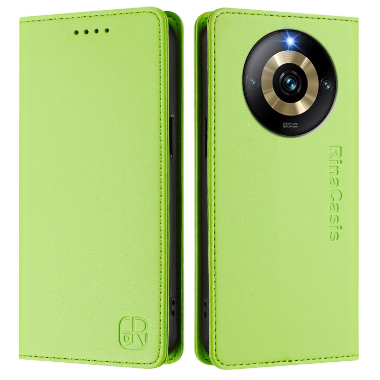 For Realme Narzo 60 Pro RC01 Dual-Folded Magnetic Suction RFID Leather Phone Case