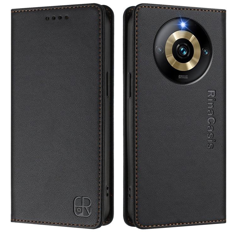 For Realme Narzo 60 Pro RC01 Dual-Folded Magnetic Suction RFID Leather Phone Case