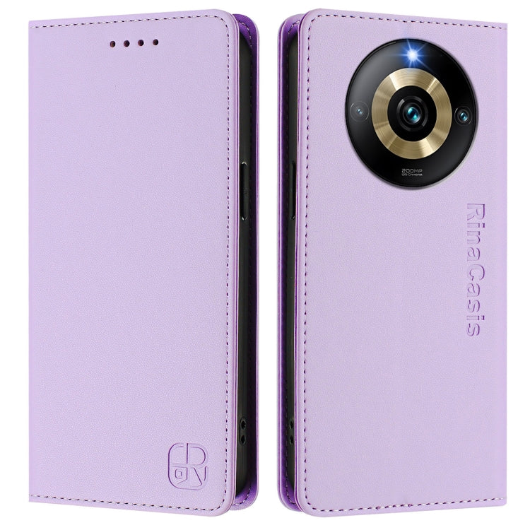 For Realme Narzo 60 Pro RC01 Dual-Folded Magnetic Suction RFID Leather Phone Case