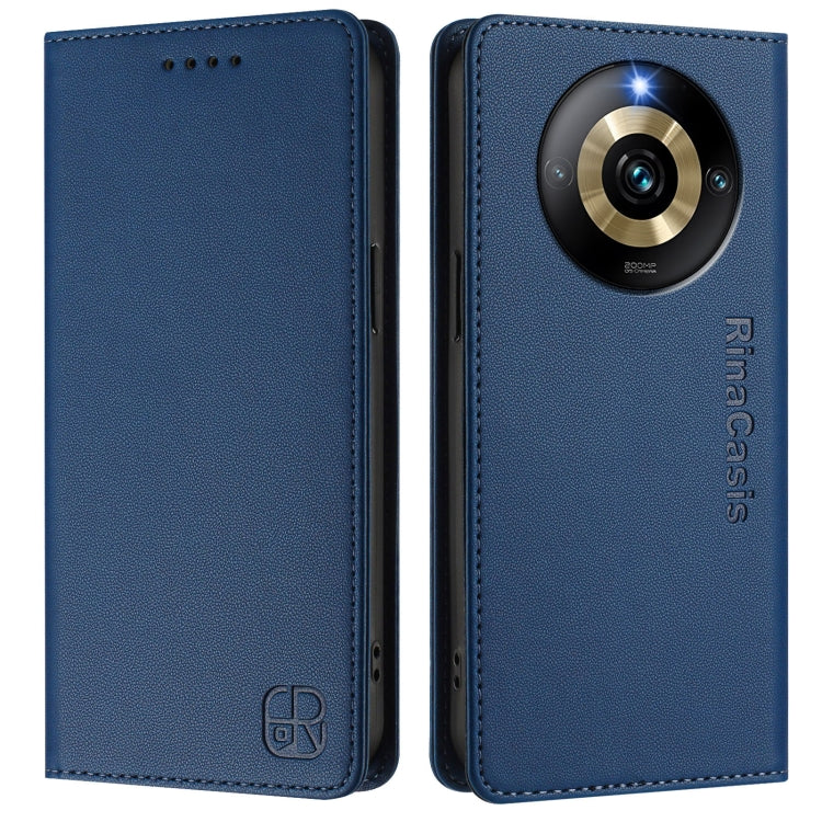For Realme Narzo 60 Pro RC01 Dual-Folded Magnetic Suction RFID Leather Phone Case
