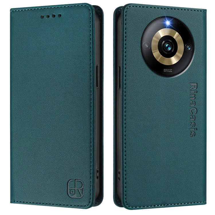 For Realme Narzo 60 Pro RC01 Dual-Folded Magnetic Suction RFID Leather Phone Case