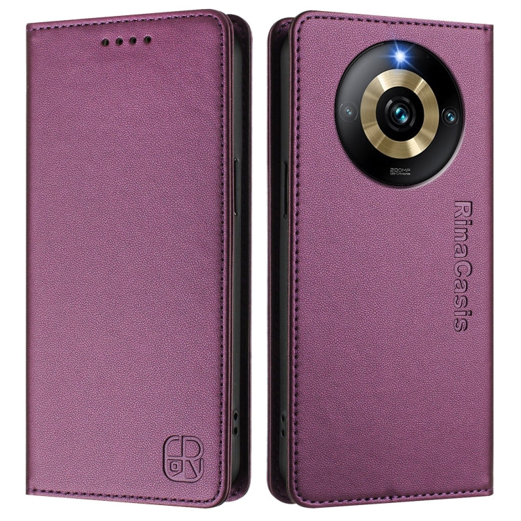 For Realme Narzo 60 Pro RC01 Dual-Folded Magnetic Suction RFID Leather Phone Case