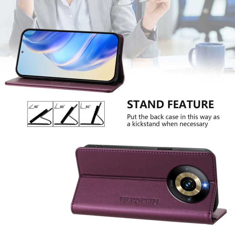 For Realme Narzo 60 Pro RC01 Dual-Folded Magnetic Suction RFID Leather Phone Case