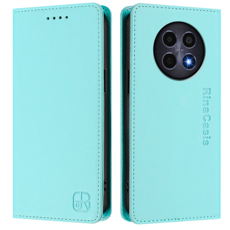 For Realme 12 5G Global RC01 Dual-Folded Magnetic Suction RFID Leather Phone Case