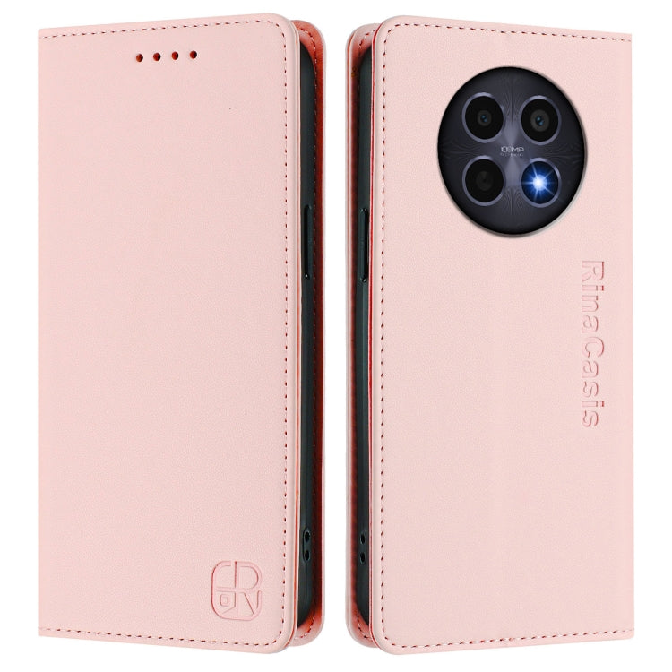 For Realme 12 5G Global RC01 Dual-Folded Magnetic Suction RFID Leather Phone Case