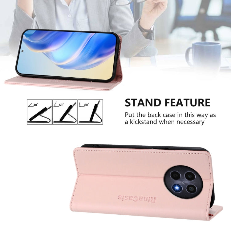 For Realme 12 5G Global RC01 Dual-Folded Magnetic Suction RFID Leather Phone Case