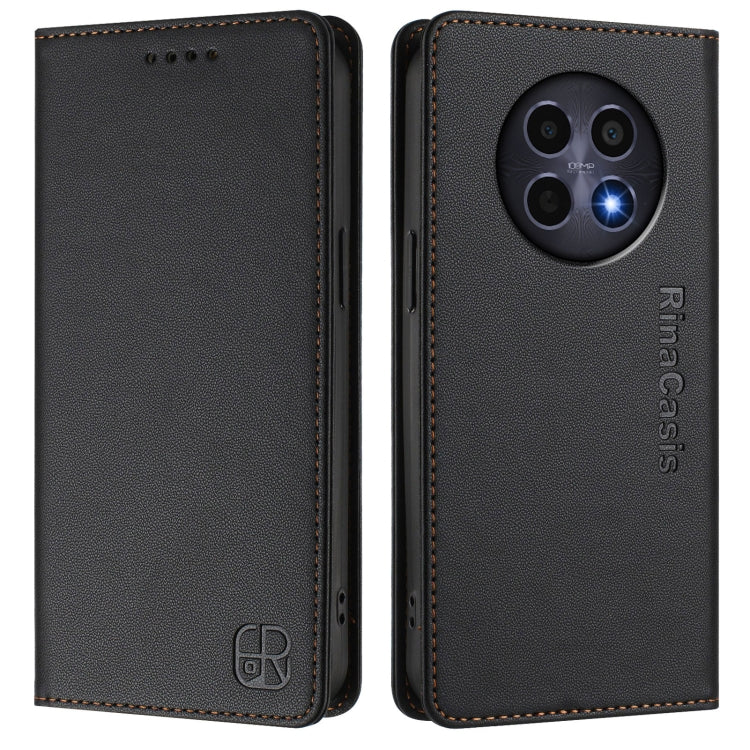 For Realme 12 5G Global RC01 Dual-Folded Magnetic Suction RFID Leather Phone Case