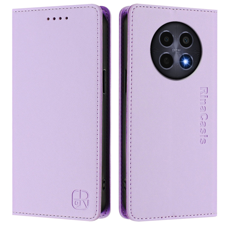 For Realme 12 5G Global RC01 Dual-Folded Magnetic Suction RFID Leather Phone Case