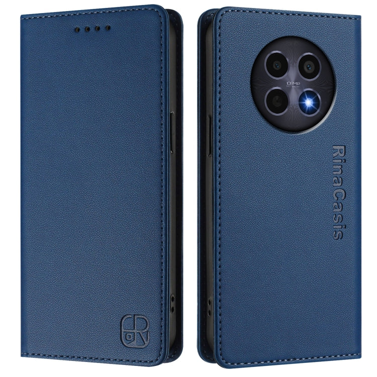 For Realme 12 5G Global RC01 Dual-Folded Magnetic Suction RFID Leather Phone Case
