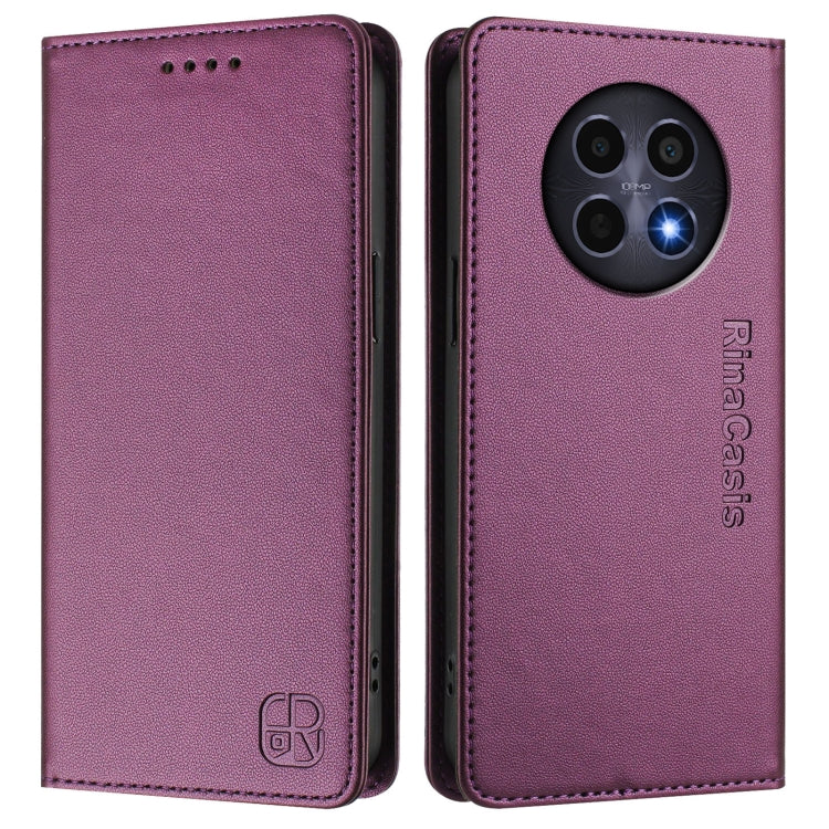 For Realme 12 5G Global RC01 Dual-Folded Magnetic Suction RFID Leather Phone Case
