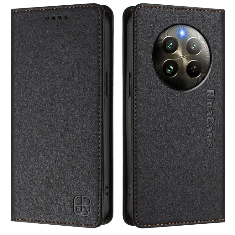 For Realme 12+ 5G / Narzo 70 Pro 5G India RC01 Dual-Folded Magnetic Suction RFID Leather Phone Case