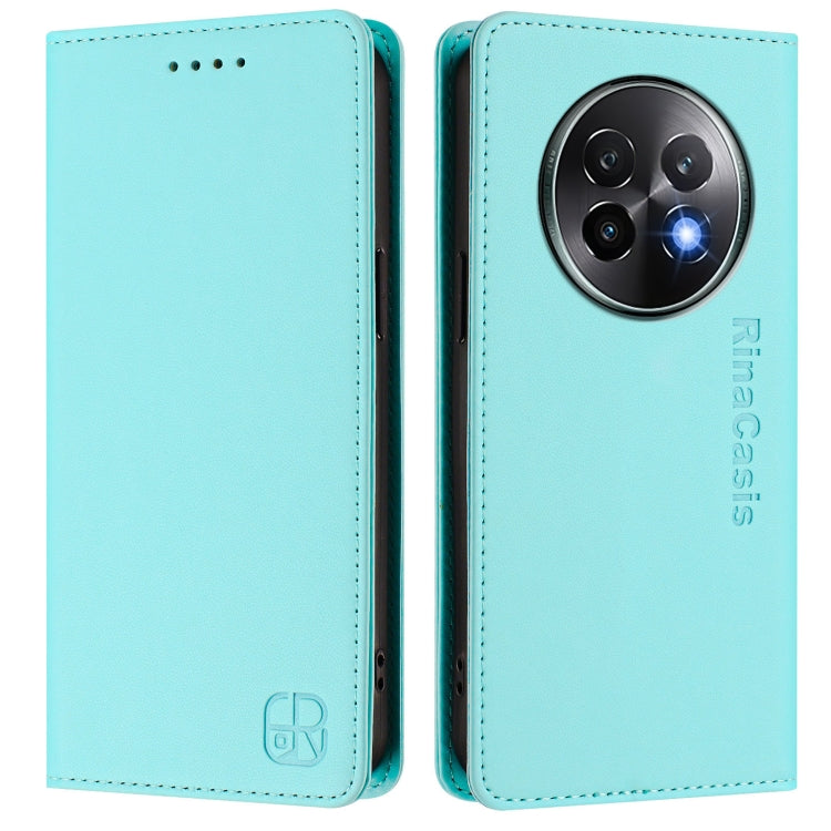 For Realme 13+ 5G RC01 Dual-Folded Magnetic Suction RFID Leather Phone Case