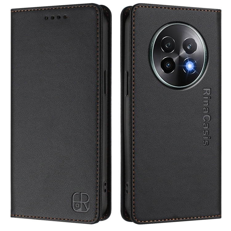 For Realme 13+ 5G RC01 Dual-Folded Magnetic Suction RFID Leather Phone Case