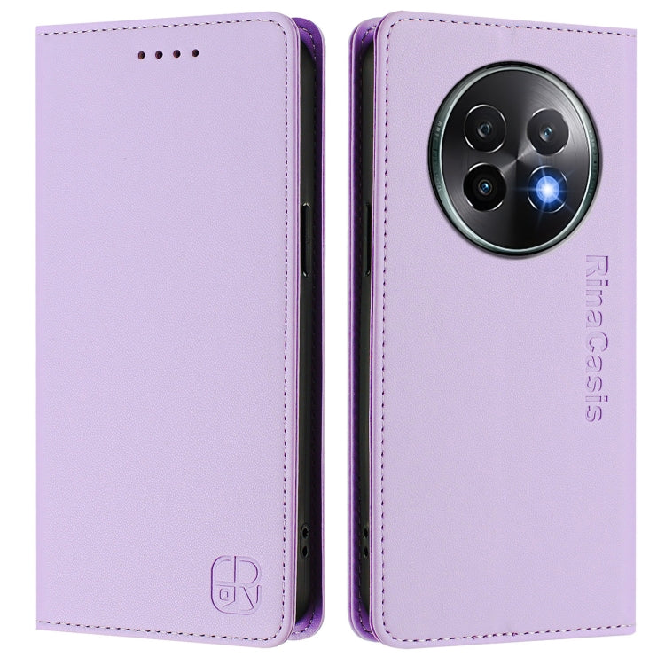 For Realme 13+ 5G RC01 Dual-Folded Magnetic Suction RFID Leather Phone Case