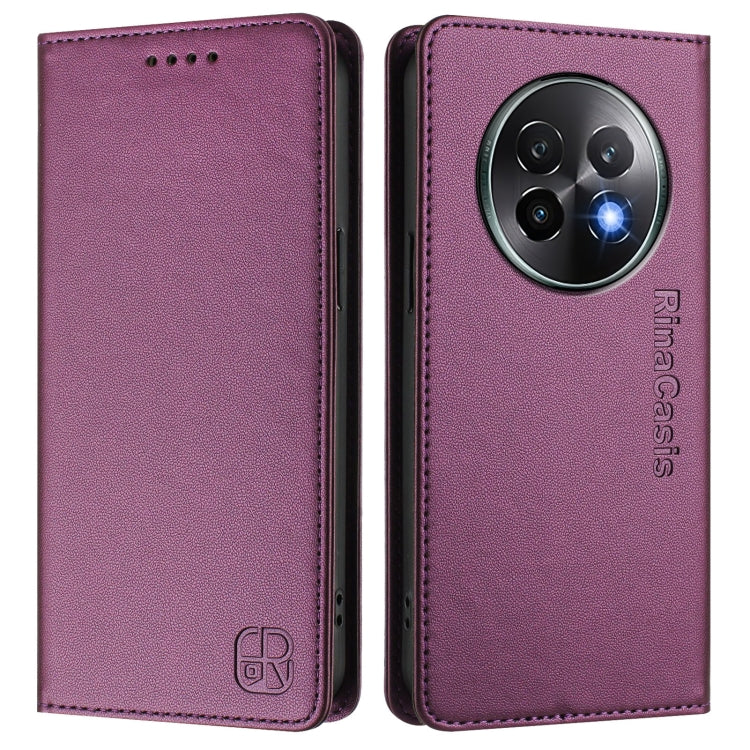 For Realme 13+ 5G RC01 Dual-Folded Magnetic Suction RFID Leather Phone Case