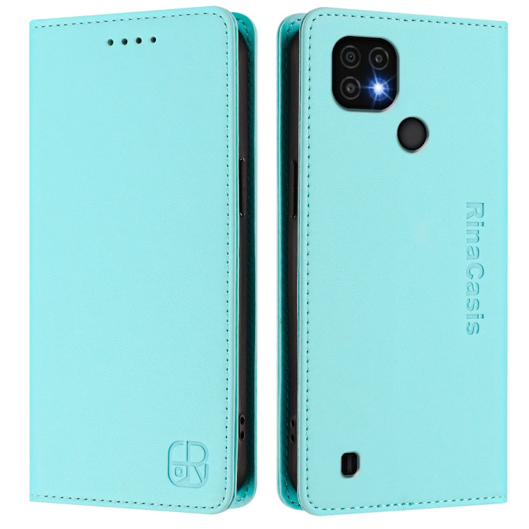 For Realme C20 / C11 2021 / C21 RC01 Dual-Folded Magnetic Suction RFID Leather Phone Case