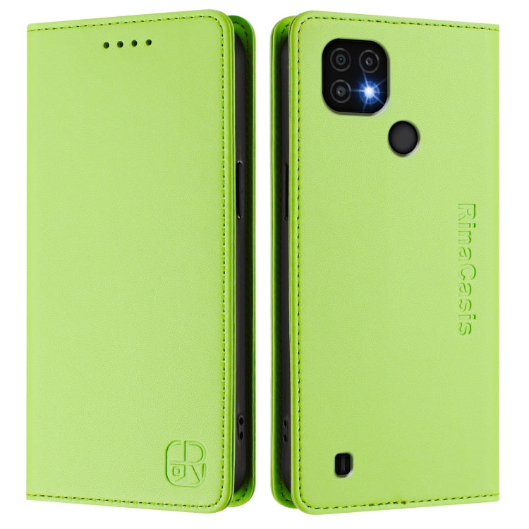 For Realme C20 / C11 2021 / C21 RC01 Dual-Folded Magnetic Suction RFID Leather Phone Case