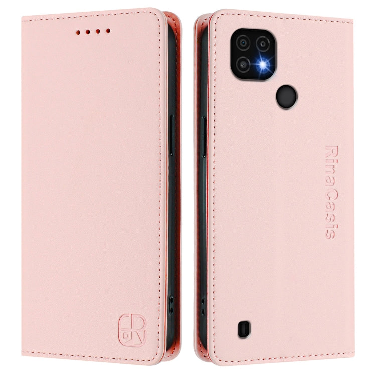 For Realme C20 / C11 2021 / C21 RC01 Dual-Folded Magnetic Suction RFID Leather Phone Case
