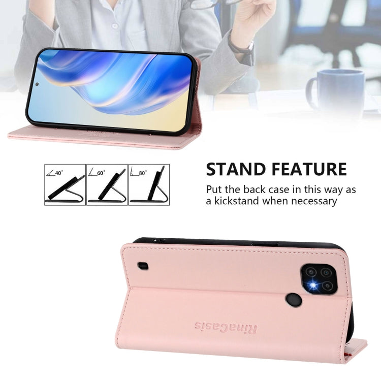 For Realme C20 / C11 2021 / C21 RC01 Dual-Folded Magnetic Suction RFID Leather Phone Case