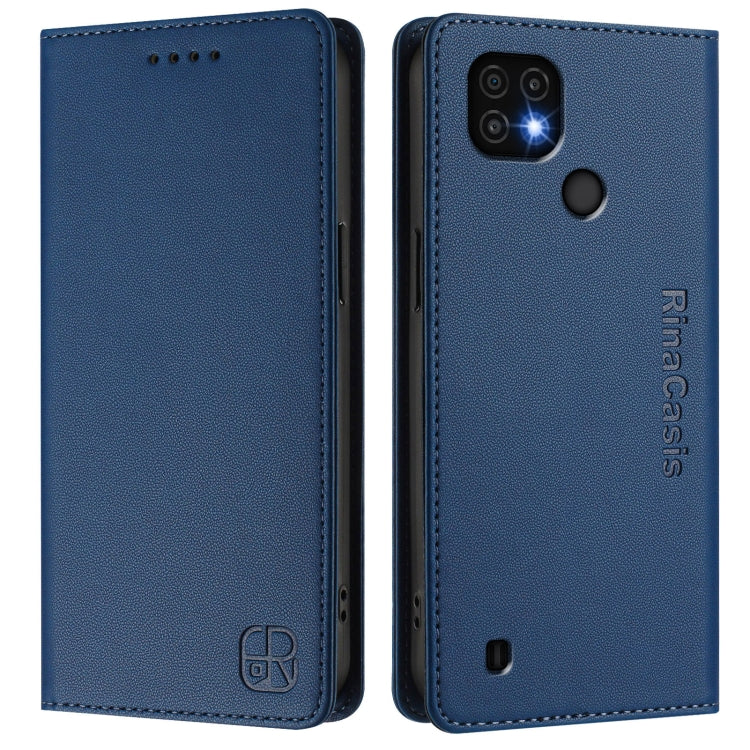 For Realme C20 / C11 2021 / C21 RC01 Dual-Folded Magnetic Suction RFID Leather Phone Case