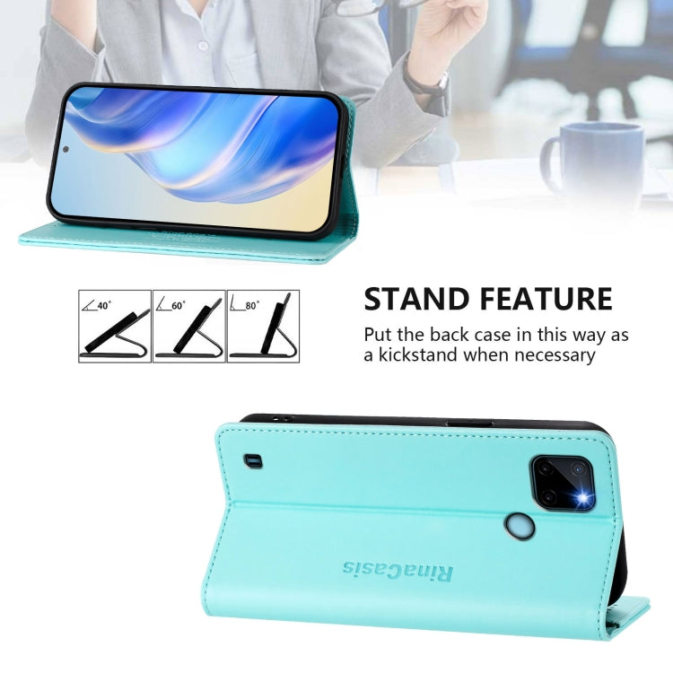 For Realme C21Y RC01 Dual-Folded Magnetic Suction RFID Leather Phone Case