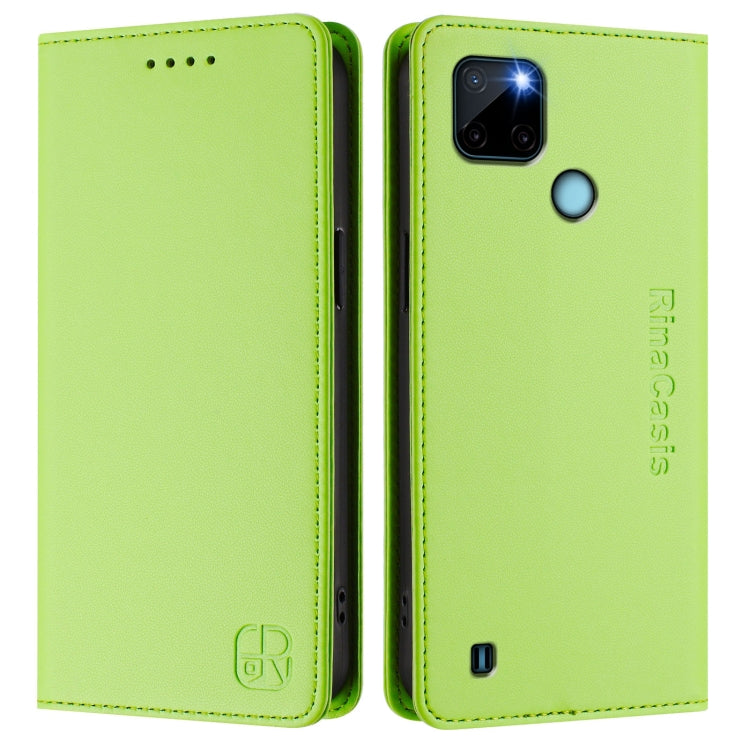 For Realme C21Y RC01 Dual-Folded Magnetic Suction RFID Leather Phone Case