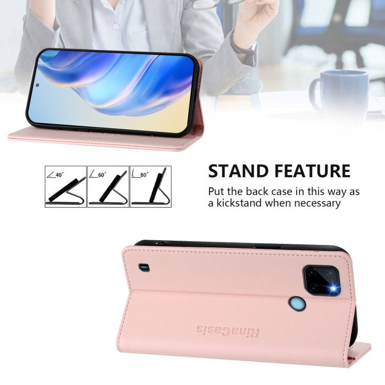 For Realme C21Y RC01 Dual-Folded Magnetic Suction RFID Leather Phone Case