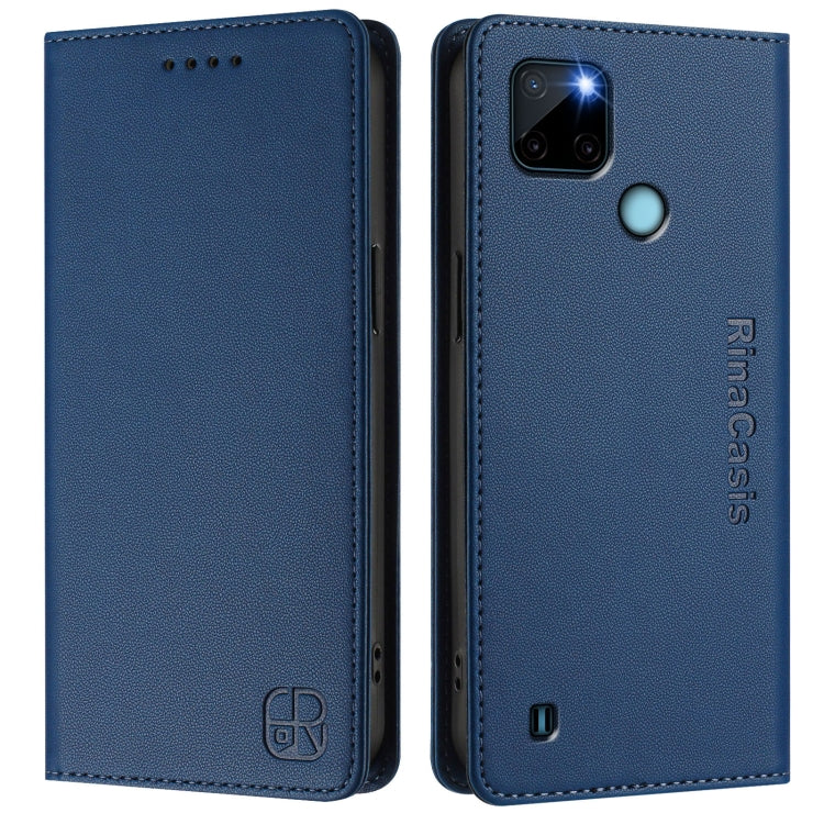 For Realme C21Y RC01 Dual-Folded Magnetic Suction RFID Leather Phone Case