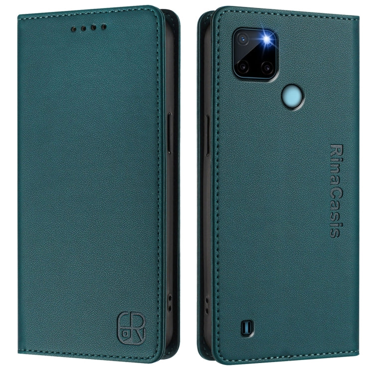 For Realme C21Y RC01 Dual-Folded Magnetic Suction RFID Leather Phone Case