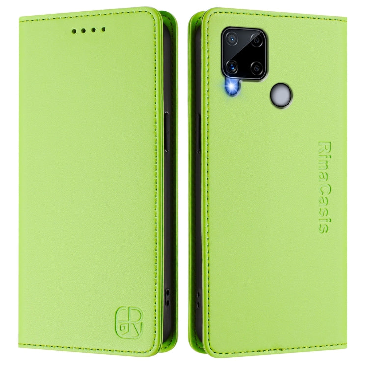For Realme C25 / C15 / C12 / C25s RC01 Dual-Folded Magnetic Suction RFID Leather Phone Case