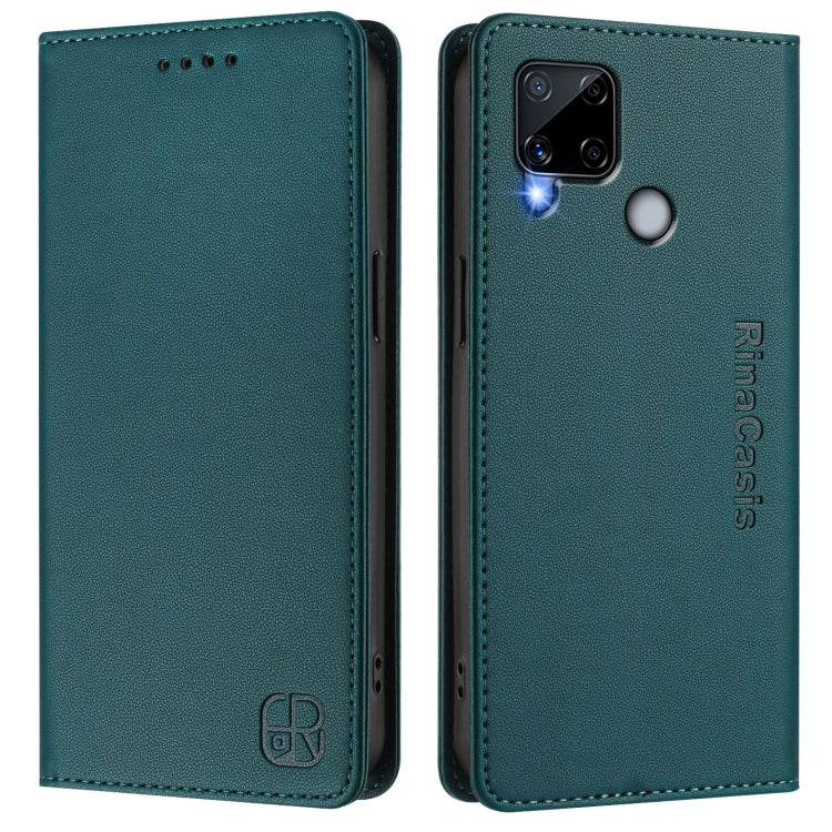 For Realme C25 / C15 / C12 / C25s RC01 Dual-Folded Magnetic Suction RFID Leather Phone Case