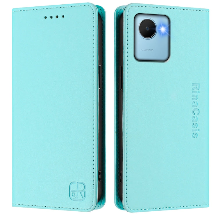 For Realme C30 4G / Narzo 50i Prime / C30s RC01 Dual-Folded Magnetic Suction RFID Leather Phone Case
