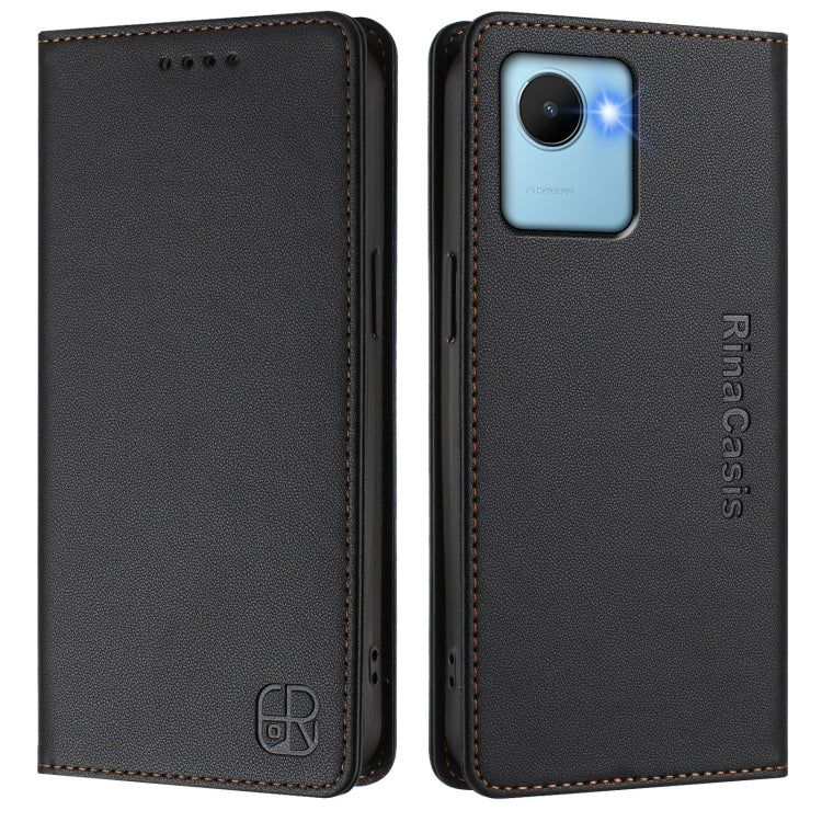 For Realme C30 4G / Narzo 50i Prime / C30s RC01 Dual-Folded Magnetic Suction RFID Leather Phone Case