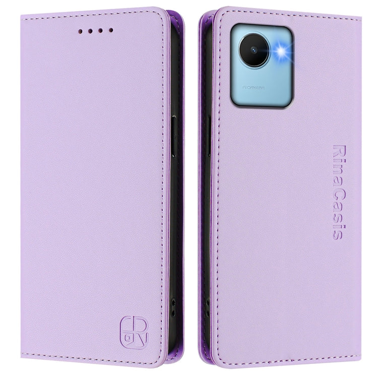 For Realme C30 4G / Narzo 50i Prime / C30s RC01 Dual-Folded Magnetic Suction RFID Leather Phone Case