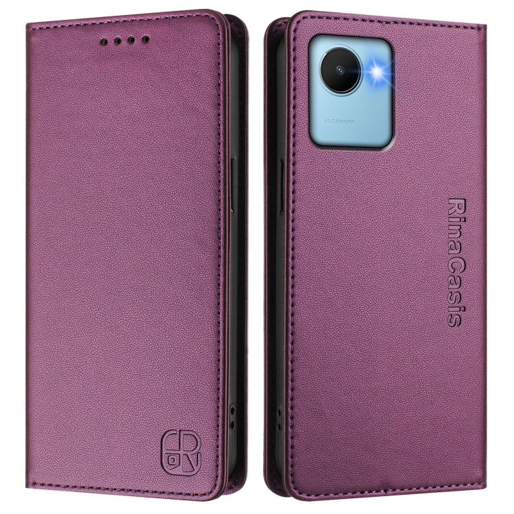 For Realme C30 4G / Narzo 50i Prime / C30s RC01 Dual-Folded Magnetic Suction RFID Leather Phone Case