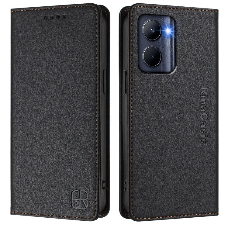 For Realme C33 2022 / 2023 Global RC01 Dual-Folded Magnetic Suction RFID Leather Phone Case