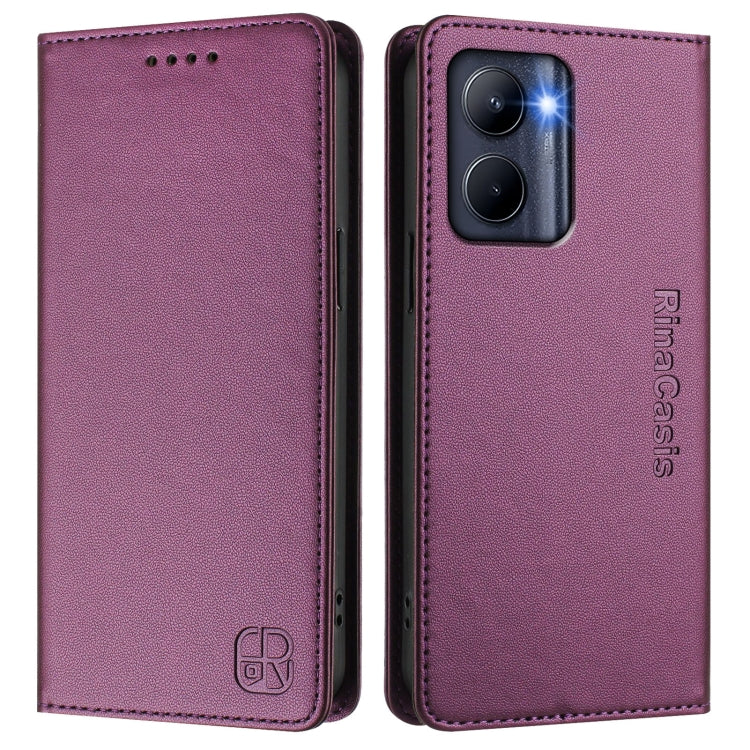 For Realme C33 2022 / 2023 Global RC01 Dual-Folded Magnetic Suction RFID Leather Phone Case