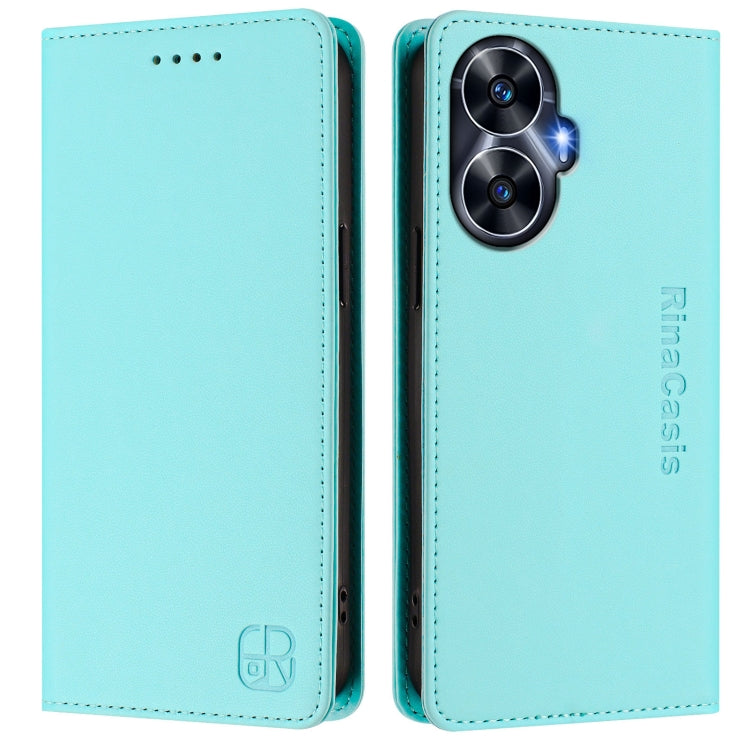 For Realme C55 4G Global / Narzo N55 RC01 Dual-Folded Magnetic Suction RFID Leather Phone Case