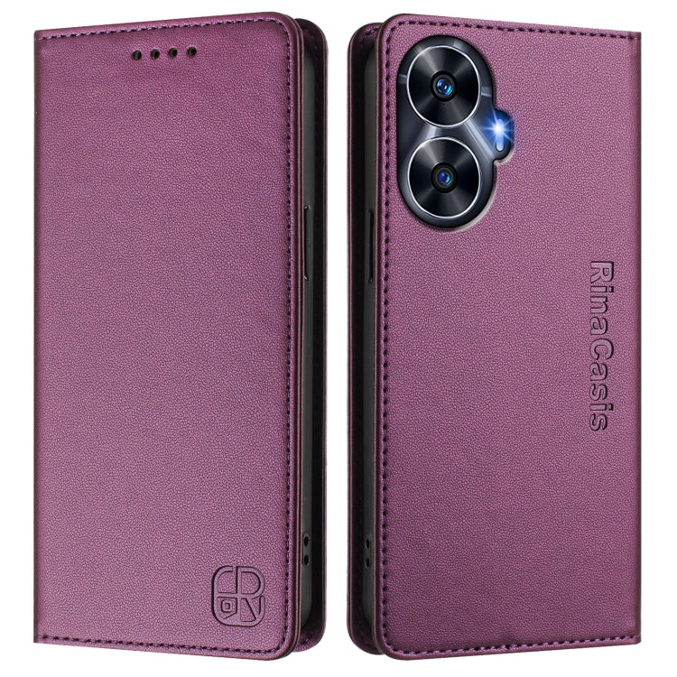 For Realme C55 4G Global / Narzo N55 RC01 Dual-Folded Magnetic Suction RFID Leather Phone Case