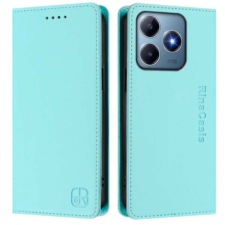 For Realme C63 / C61 4G Global RC01 Dual-Folded Magnetic Suction RFID Leather Phone Case