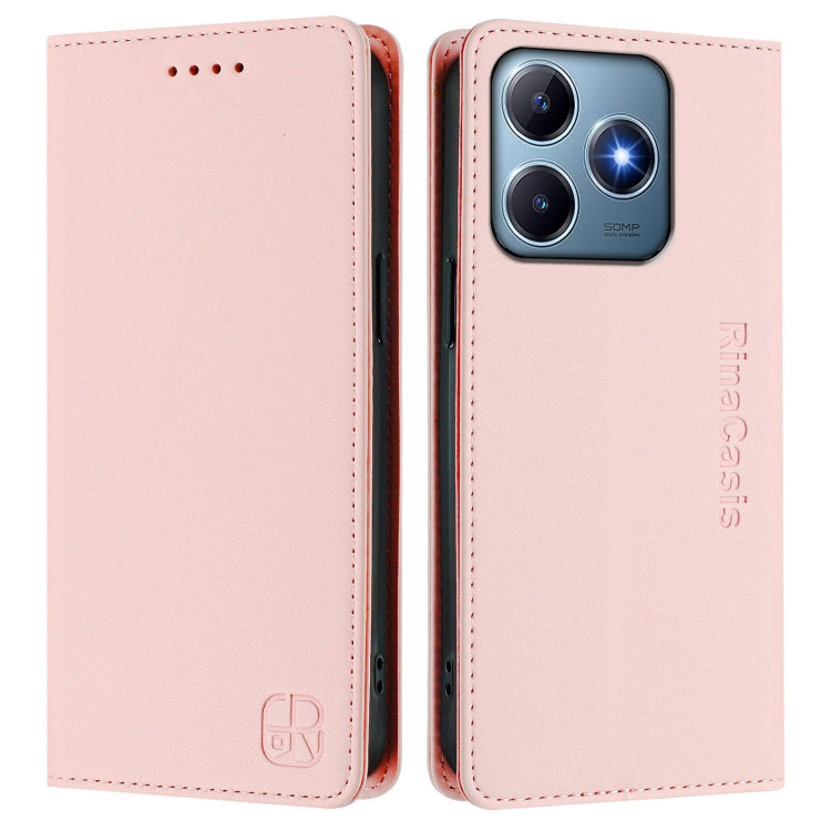 For Realme C63 / C61 4G Global RC01 Dual-Folded Magnetic Suction RFID Leather Phone Case