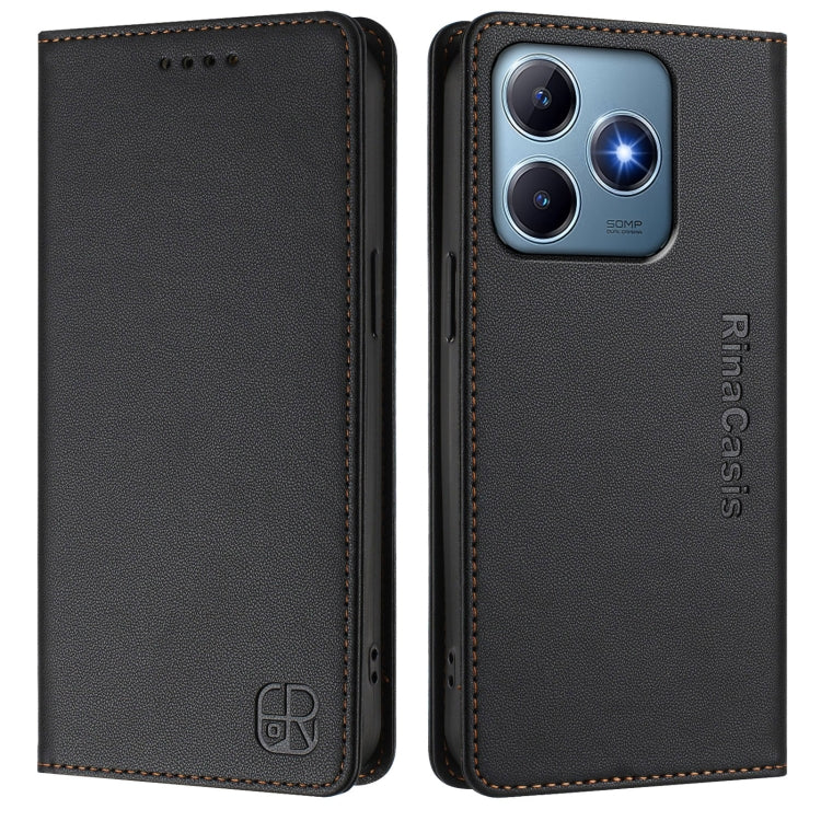 For Realme C63 / C61 4G Global RC01 Dual-Folded Magnetic Suction RFID Leather Phone Case