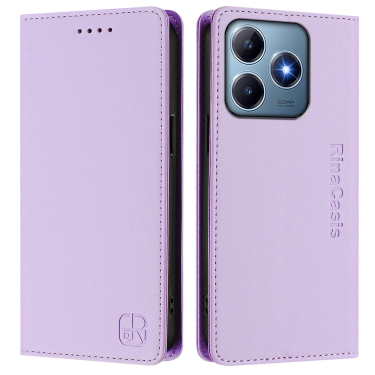 For Realme C63 / C61 4G Global RC01 Dual-Folded Magnetic Suction RFID Leather Phone Case