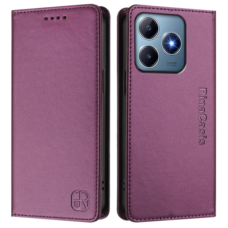 For Realme C63 / C61 4G Global RC01 Dual-Folded Magnetic Suction RFID Leather Phone Case